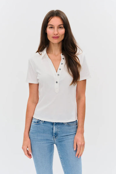 rib collard short sleeve top