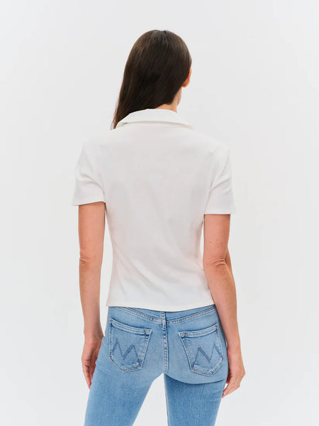 rib collard short sleeve top