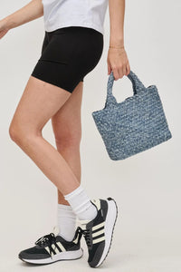 small woven crossbody denim