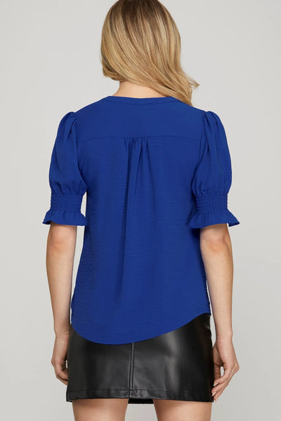 smock sleeve v neck blouse