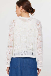 square pointelle cardigan