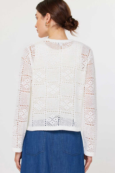 square pointelle cardigan