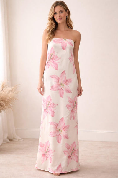 strapless floral maxi dress