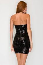 Load image into Gallery viewer, strapless sequin mini dress
