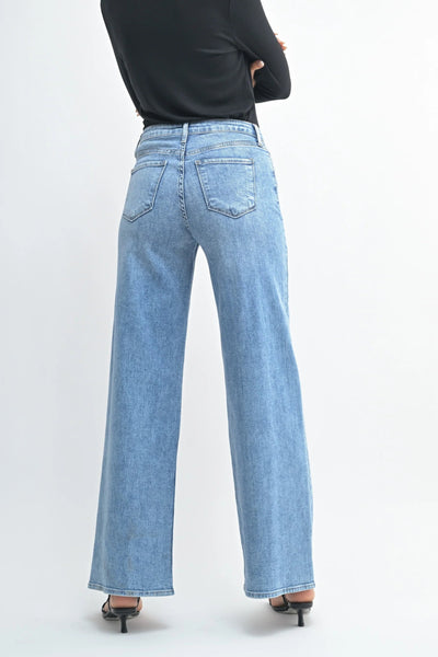 stretch wide leg denim