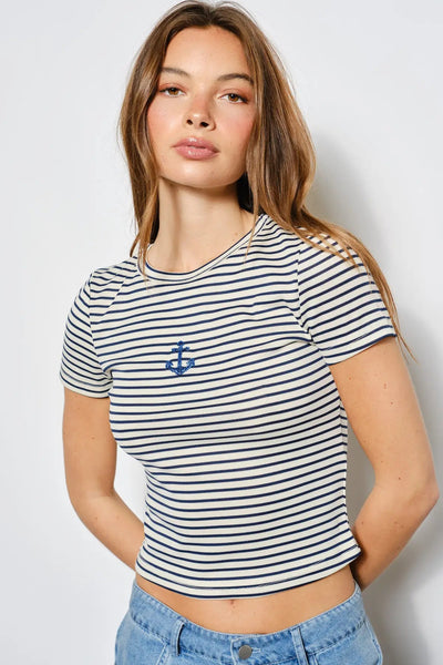 stripe anchor bead tee