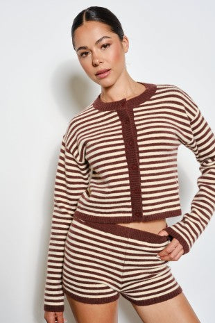 stripe button cardigan