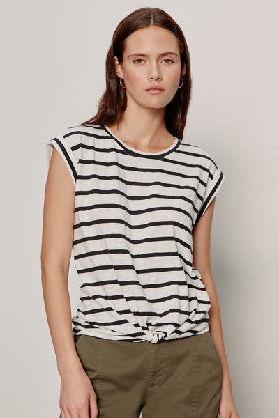 stripe knot waist muscle tee