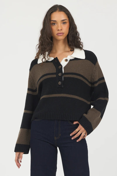 stripe polo sweater