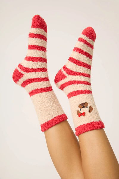 stripe pug cozy socks
