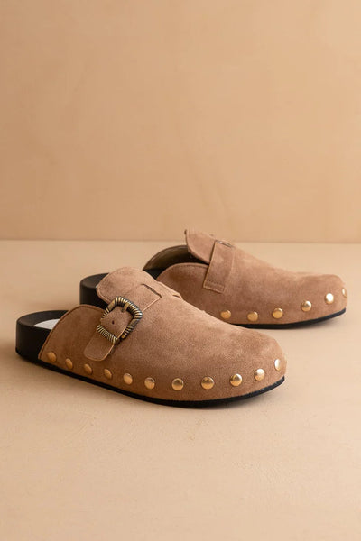 suede studded clog
