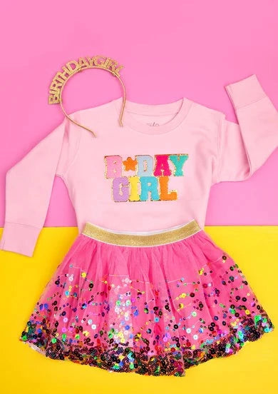 girls birthday patch sweatshirt