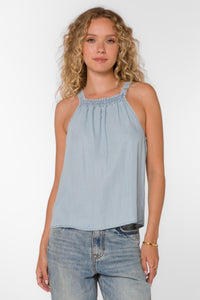 tencel halter shirred top