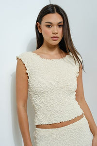textured boat neck tank