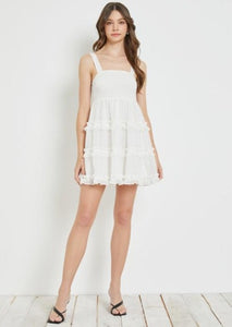 smock ruffle trim baby doll chiffon dress