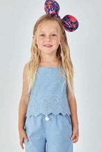 Load image into Gallery viewer, girls embroidered hem denim tank
