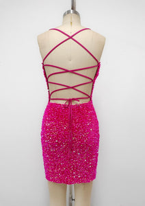 laceup velvet sequin dress