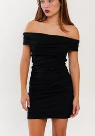 asymmetric neck twist dress