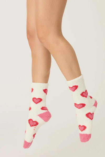 pink hearts cozy socks