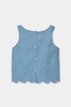 Load image into Gallery viewer, girls embroidered hem denim tank
