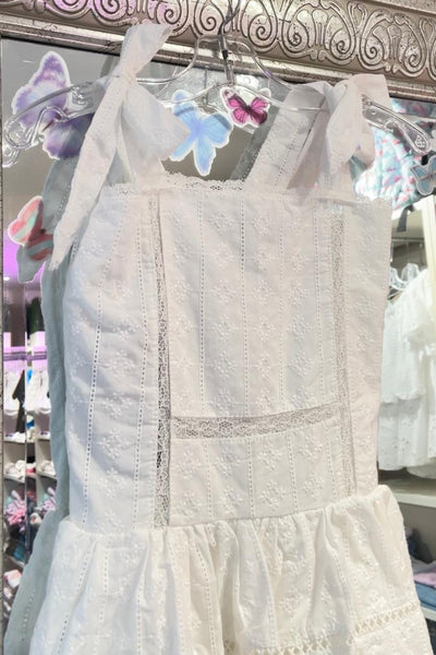 girls eyelet tie shoulder dress