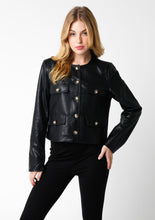 Load image into Gallery viewer, women 4 pocket faux leather blazer
