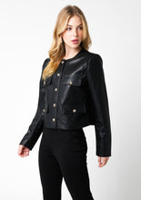 Load image into Gallery viewer, 4 pocket faux leather blazer
