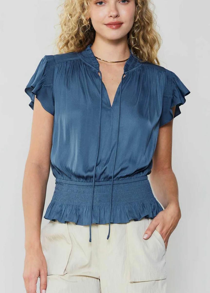  smock waist short sleeve blouse Rich text editor