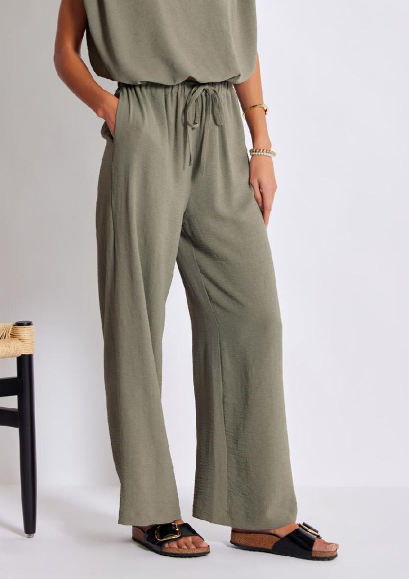 drawstring wide leg pant