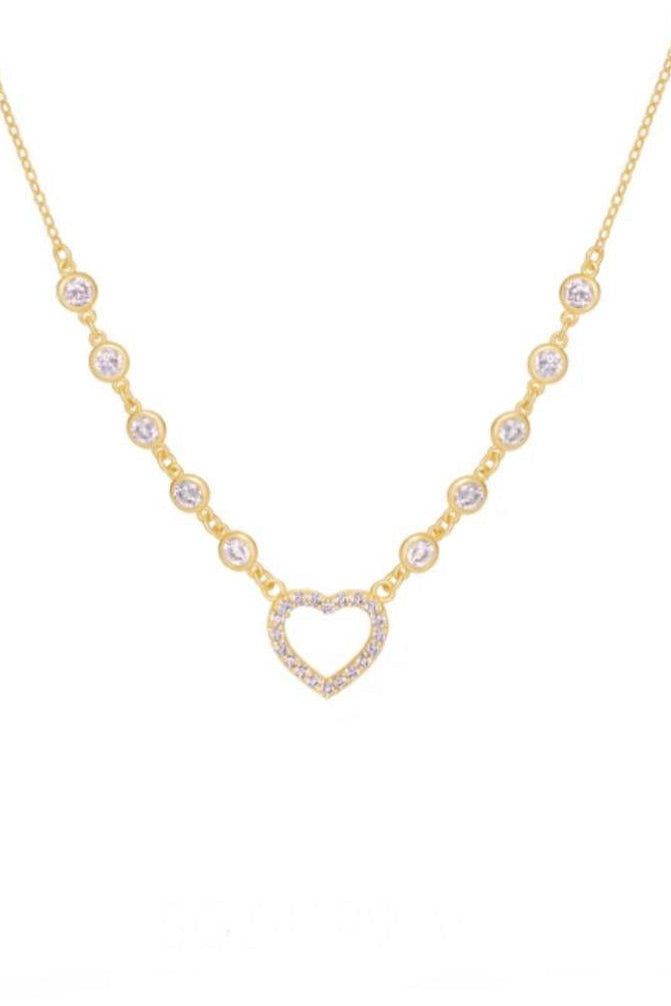 cz heart + bezel necklace