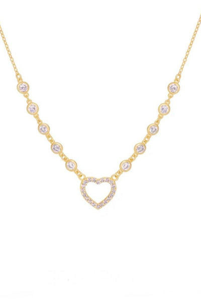 cz heart + bezel necklace