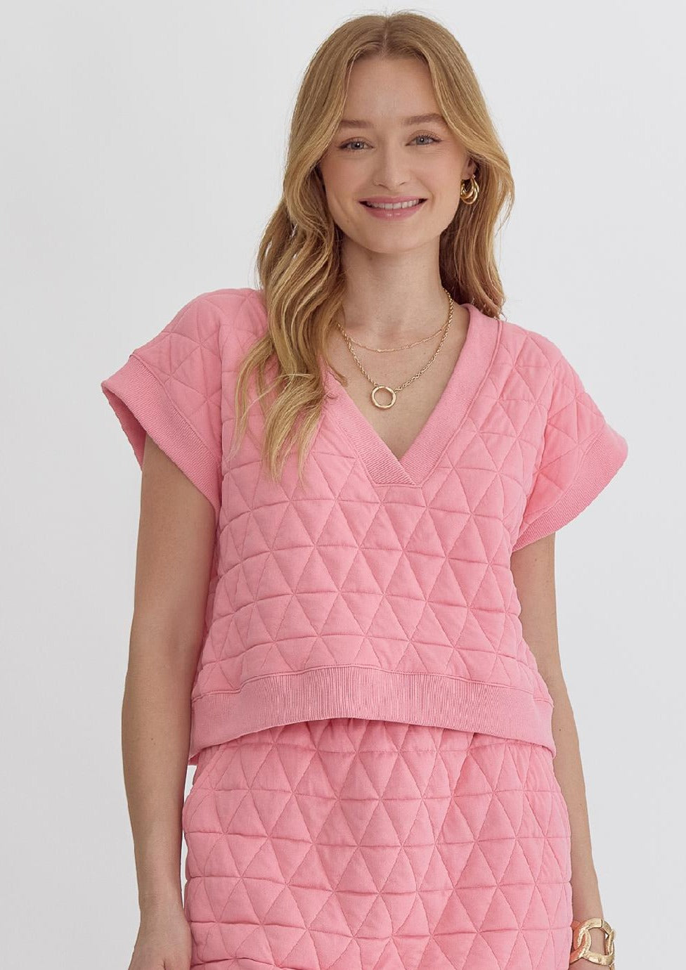 quilted v neck top