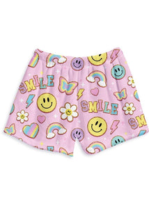 girls fuzzy lounge shorts patch