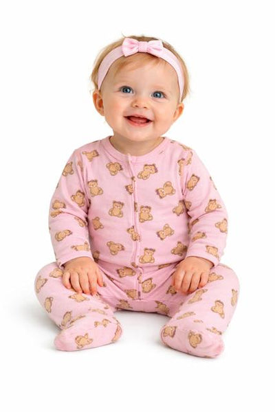 baby footie bow bears