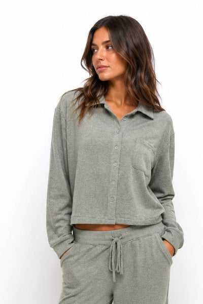 soft crop button up 