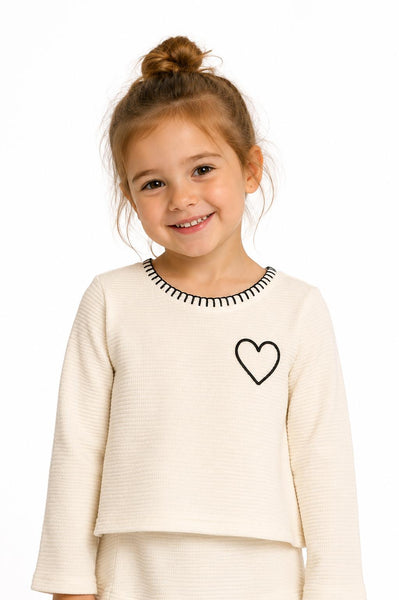 girls top stitch heart tee
