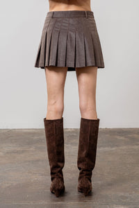 faux leather pleat skirt