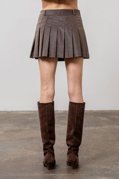 faux leather pleat skirt
