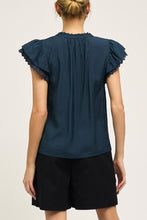 Load image into Gallery viewer, ruffle + crochet trim blouse
