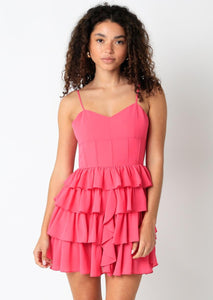 corset bodice ruffle tier dress