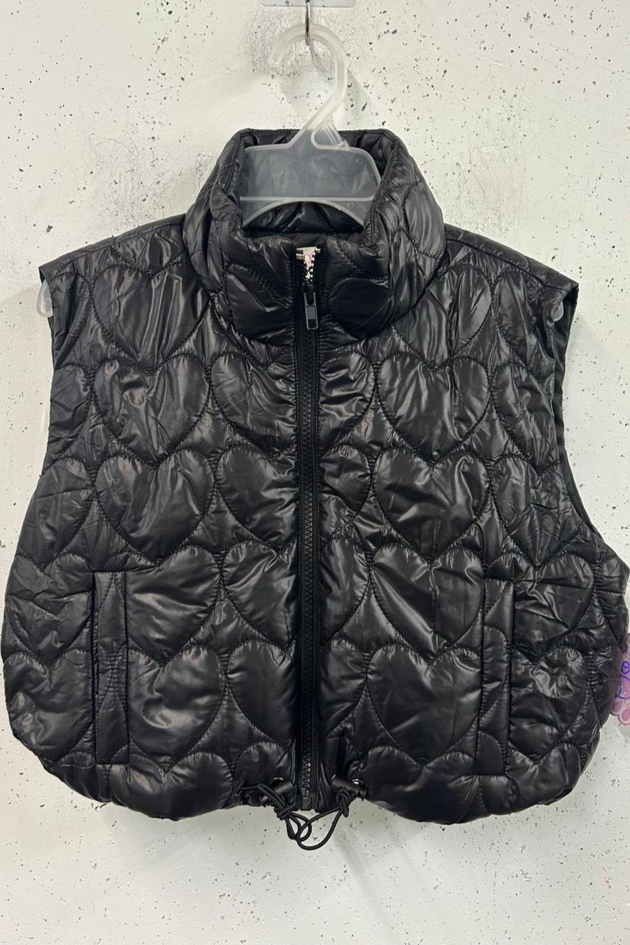 girls heart stitch puffer vest