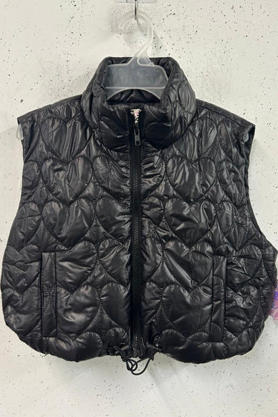 girls heart stitch puffer vest