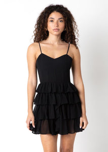 corset bodice ruffle tier dress