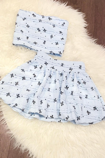 girls bows knit lace skirt
