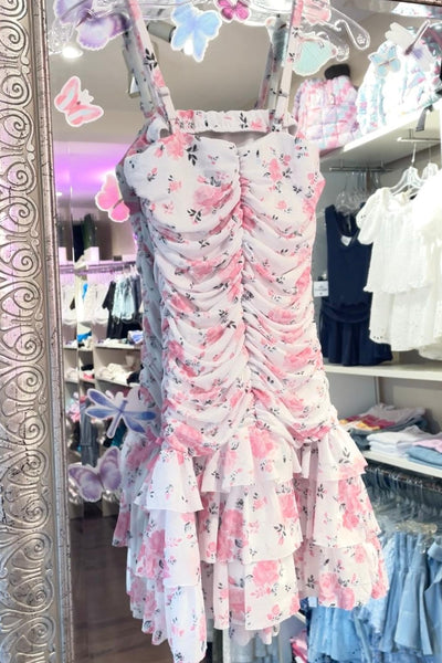 girls mesh ruched roses dress