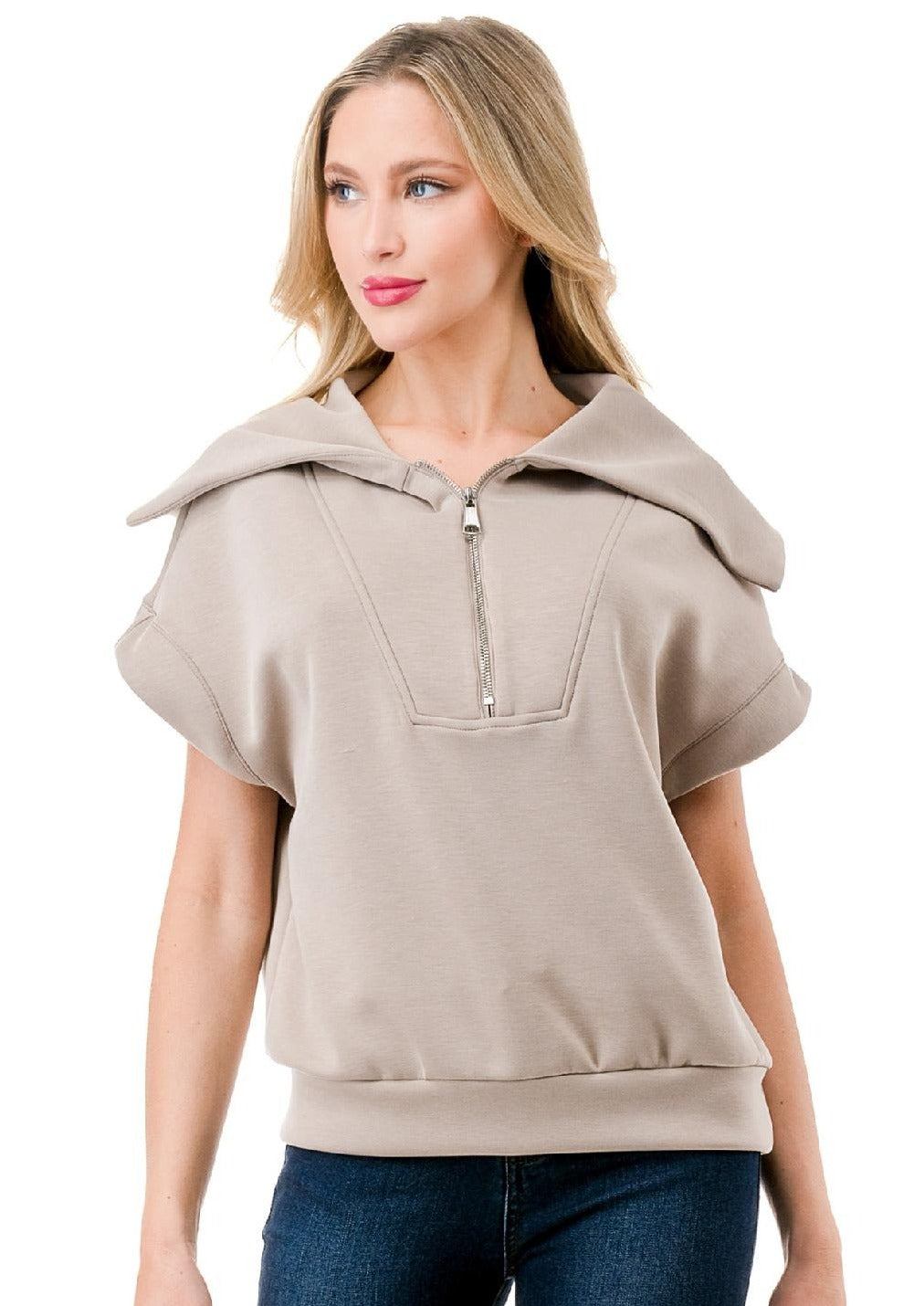 short sleeve 1/4 zip top