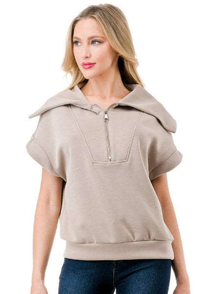short sleeve 1/4 zip top