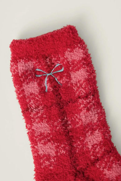 cozy socks check bow