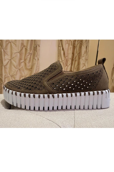 perforated platform sneaker