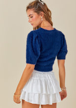Load image into Gallery viewer, crop puff sleeve sweater
